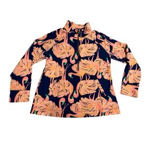 Lilly Pulitzer Skipper Popover in Gimme Some Leg Flamingo Pink & Blue Size Large